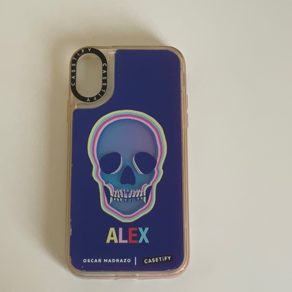 iPhone XR Oscar Madrazo case from Casetify: Neon Sand - Hotline (Blue/Pink)
